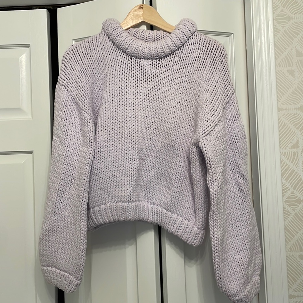 Cropped purple Tibi sweater